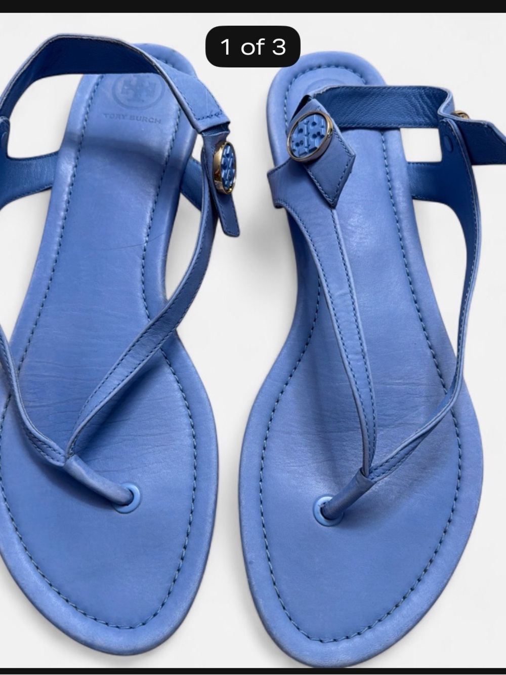Tory Burch Periwinkle Leather T-Strap Sandals